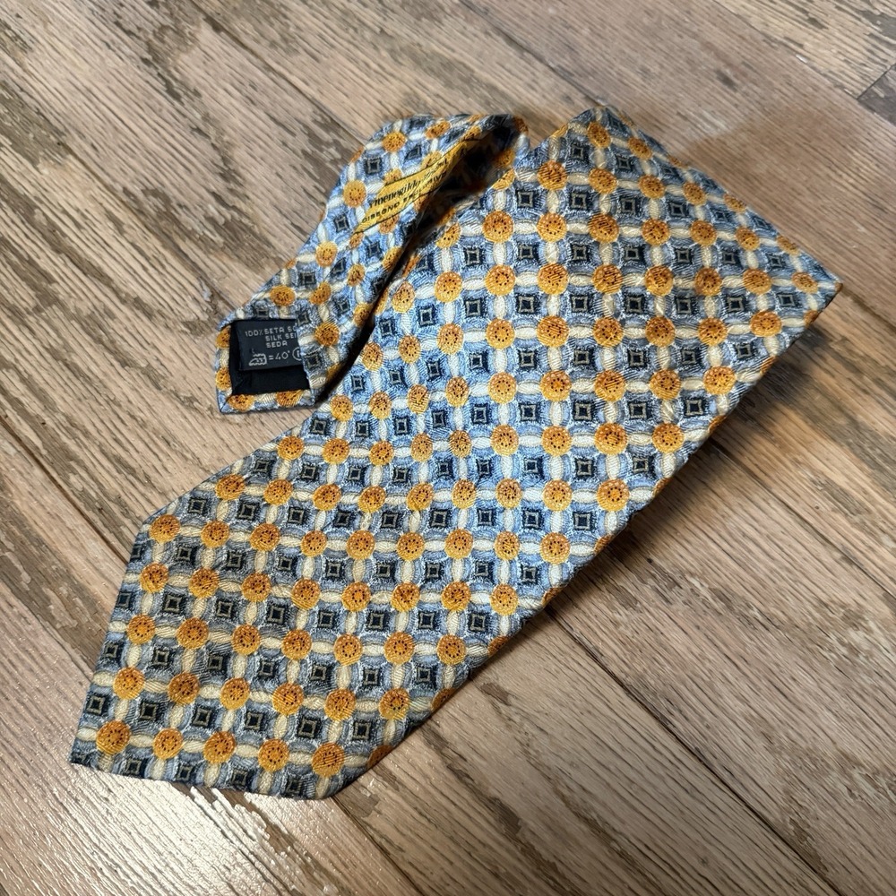 Ermenegildo Zegna Mens Tie Floral Yellow 100% Silk Necktie Made In Italy